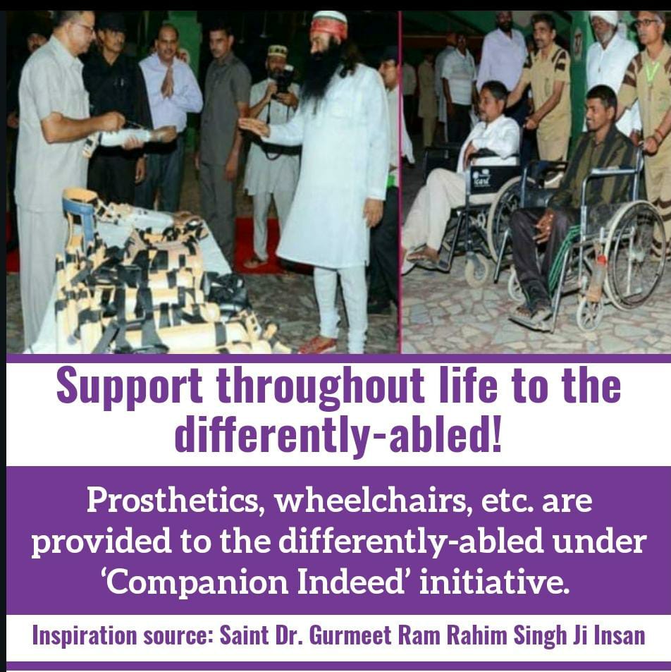 Under initiative  #TrueCompanion
#CompanionIndeed a tricycle has been given 
#CompanionForSpeciallyAbled persons 
#HelpForSpeciallyAbled by 
#SaintDrMSG
#DeraSachaSauda
#SaintDrGurmeetRamRahimJi
#BabaRamRahim

Saint Dr. Gurmeet Ram Rahim Singh Ji Insan