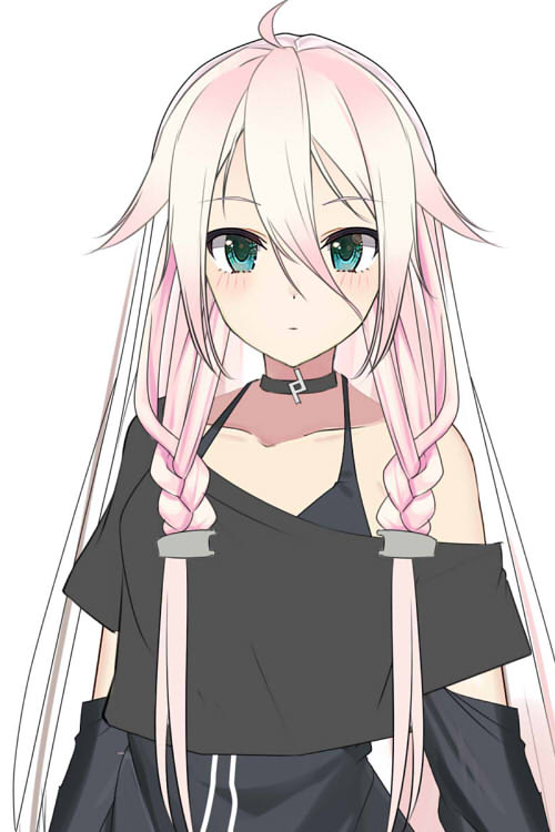 ia (vocaloid) 1girl solo long hair black shirt braid shirt looking at viewer  illustration images