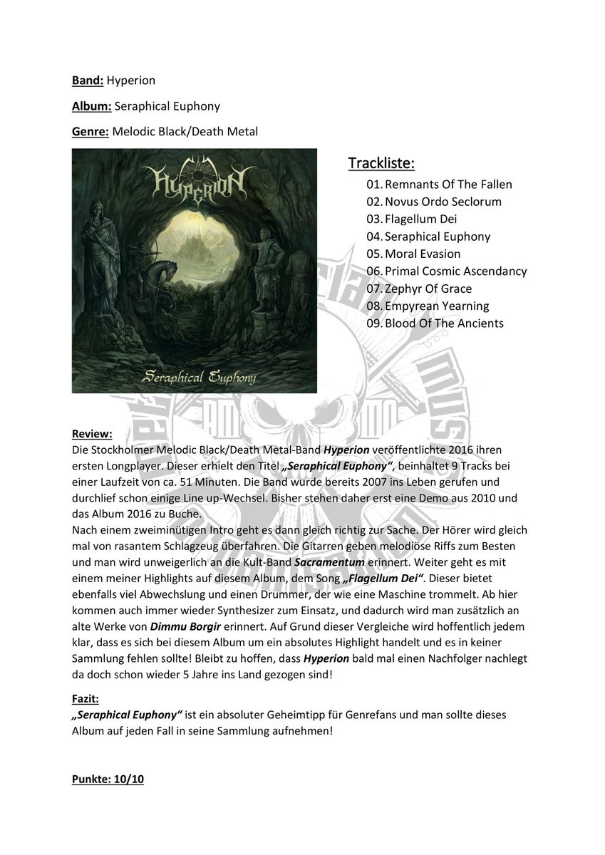 Some people still take the time to review our debut album. If you feel like making a review of Seraphical Euphony and post it online, feel free to contact us beforehand and you will be sent a free CD copy of the album.
This same principle will be applied for the second album.