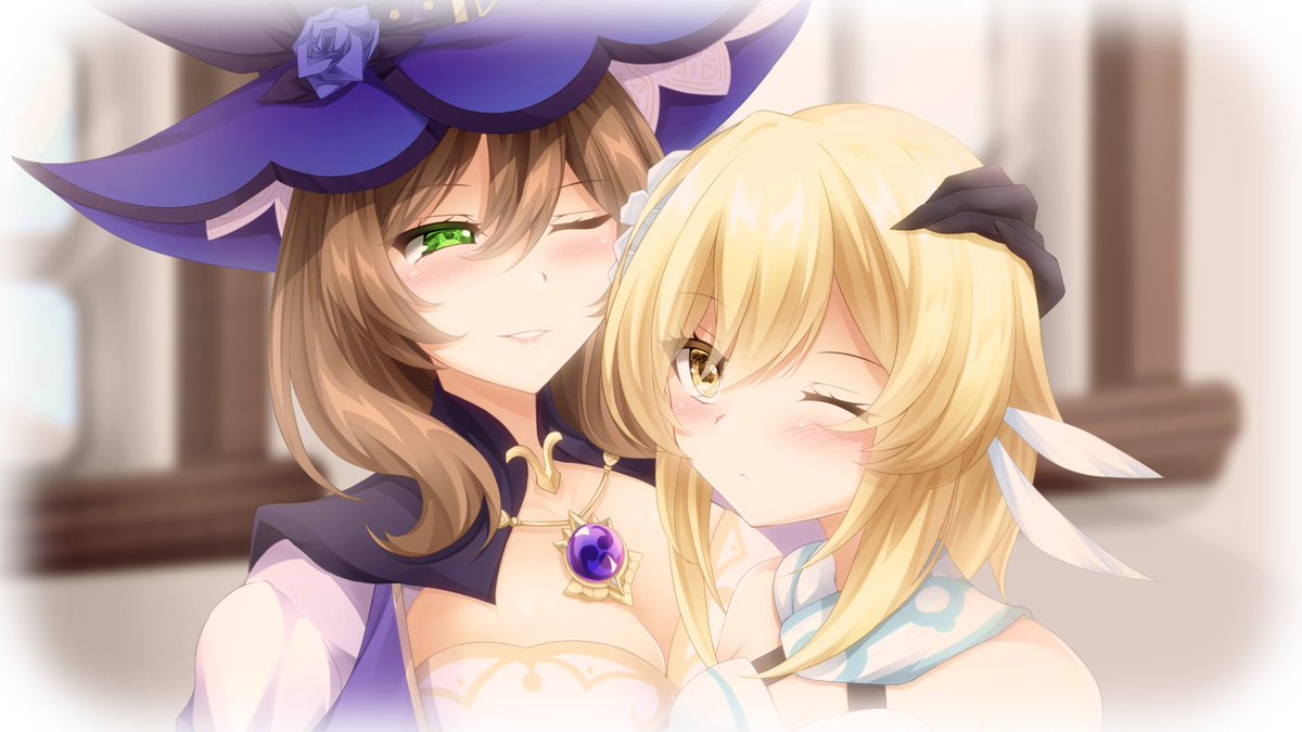 リサと可愛い子ちゃん 旅人 原神 Genshinimpact 紅葉月るなのイラスト