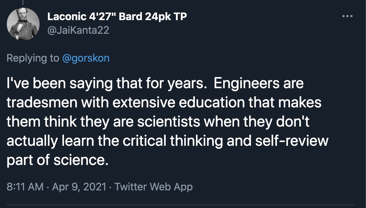 "Engineers are mere overeducated tradesmen, while I, a surgeon, come from a long and distinguished line of leech-handlers and corpse-snatchers."