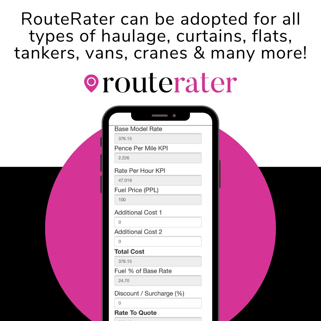 routerater's tweet photo. RouteRater can be adopted for all types of #haulage, curtains, flats, tankers, vans, cranes &amp; many more!

To see how #RouteRater could revolutionise your sales team, request a free trial at https://t.co/Egeh0HiaLp.

#Logistics #Transport #TransportTool #LogisticsSales #SalesTools https://t.co/Mlm9StJL57
