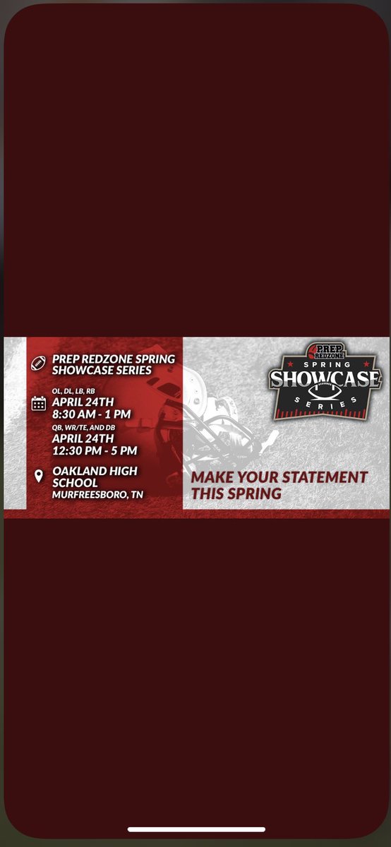 Excited for the preferred invite to attend the Prep Redzone Spring Showcase! @Lemmingscouting <a href="/PrepRedzoneTN/">Prep Redzone Tennessee</a> <a href="/CSmithScout/">Chris Smith</a>
