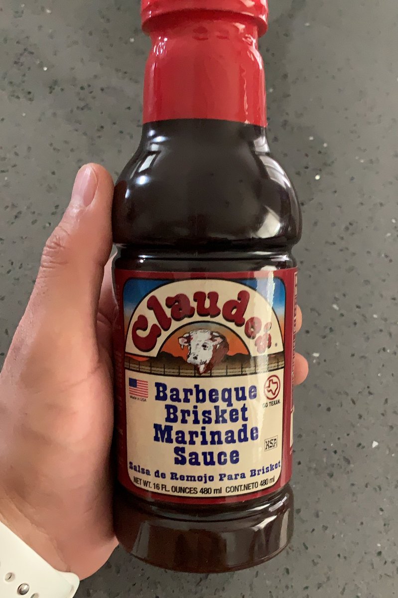 gabrielmartinez's tweet photo. Not an ad, but I made the brisket I make often and of course used Claude’s marinade from my hometown. It’s the best. You can get it in AZ, but I think even on Amazon. #ElPaso #LowerValleyRep #Claudes https://t.co/uT5EAVqxIE