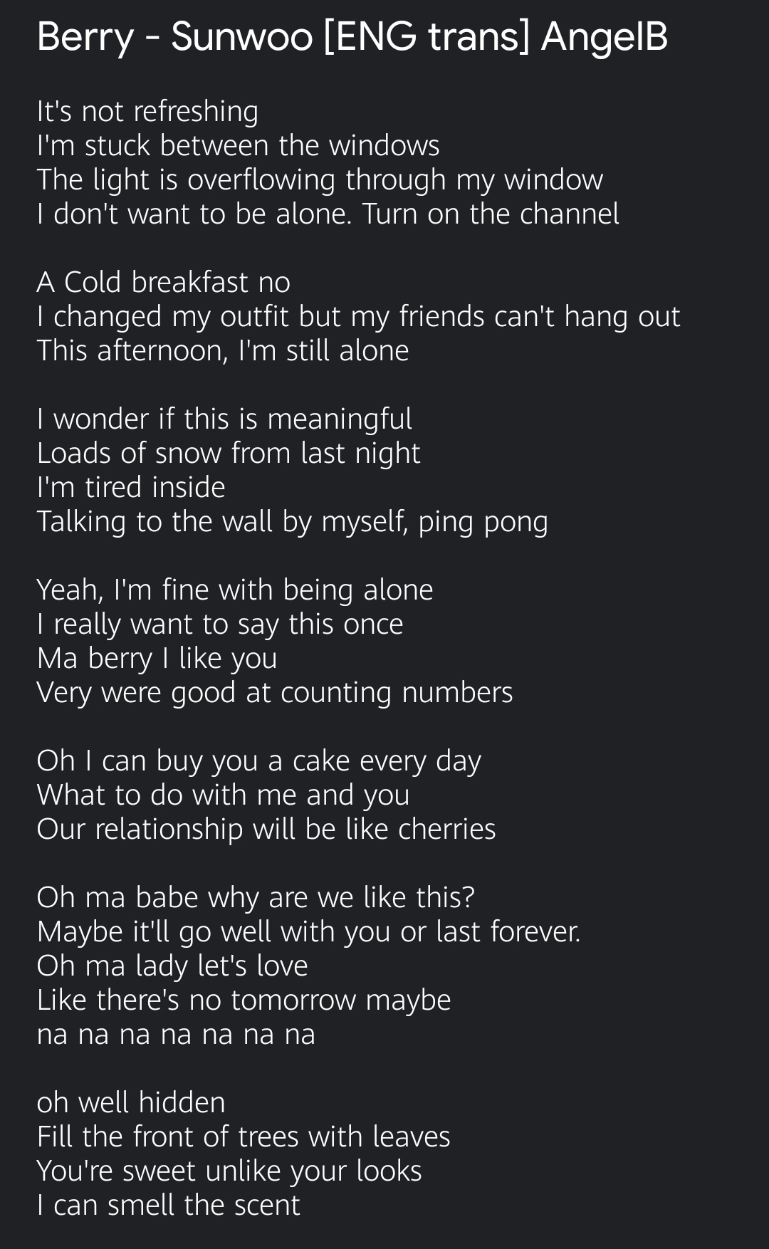 sloww노랑 on X: 'Eternal sunshine' lyrics (trans.) - song that