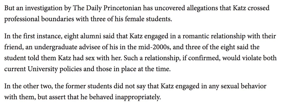 At Princeton,  @RoseSheinerman and  @EvelynDoskoch  @princetonian researched and reported on inappropriate relationships between powerhouse Prof. Joshua Katz and students 4/5  https://www.dailyprincetonian.com/article/2021/02/alumni-allegations-princeton-joshua-katz
