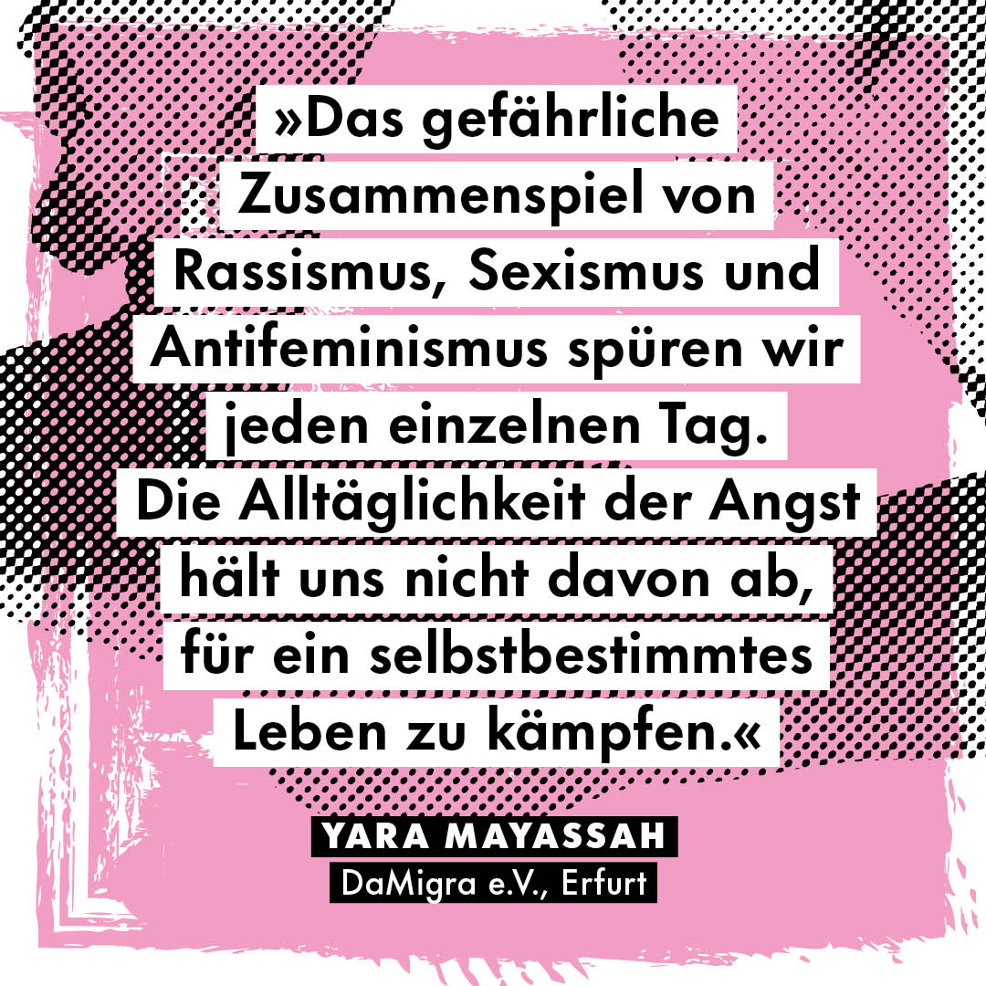 Statement von Yara Mayassah für DaMigra Erfurt bei der 🌼 #MehrBlumen-Aktion🌼 vor dem Thüringer Landtag.

#SolidarischesThüringen #SoliTH #Dammbruch #Thüringen #Statement  #DasProblemheißtRassismus #StopSexism #Feminismus #GutesLebenfürAlle