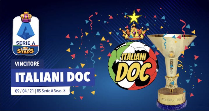 RsSerie's tweet photo. Italiani DOC with one round to spare are the third winners of the RS Serie A title! 🏆🎉🇮🇹 
@RumbleStars #rumblestars #champions https://t.co/my5W6X0djq