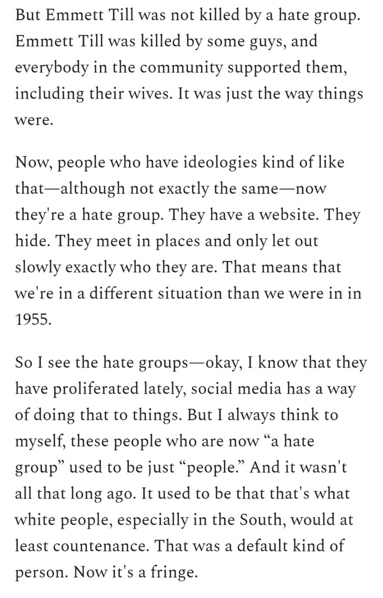 This is a few weeks old now, but I just want to highlight this discussion about "hate groups" between  @GlennLoury and  @JohnHMcWhorter in which they seem to either forget or ignore the KKK and Citizens Councils of the 1950s.It's painfully embarrassing.  https://glennloury.substack.com/p/doing-our-part