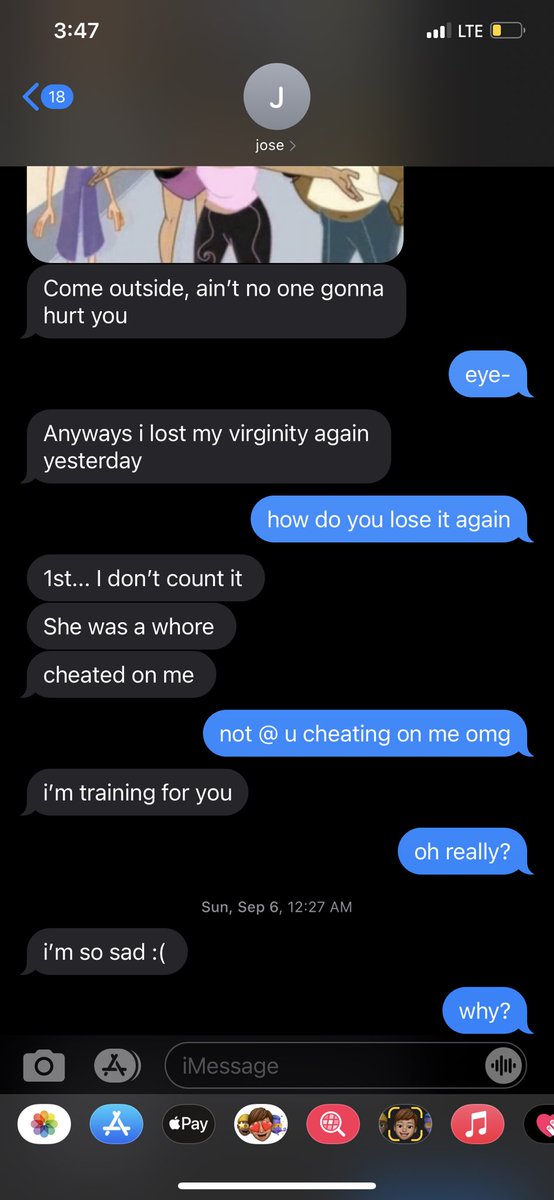 these are screenshots from our imessages. we had sexual conversations mostly on snap but occasionally on imessage as well. in the second screenshot you can see him say he’s “training for me”. context on next tweet