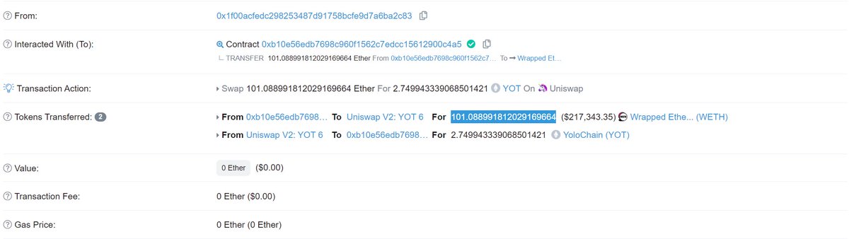 Here's what actually happened in the wild bot gets baited and buys 100 ETH of the poisonous tokenPoisonous token owner's bait triggers custom transfer function, which pays 0.1 ETH to the miner bot's sell doesn't work because of the poisonous token