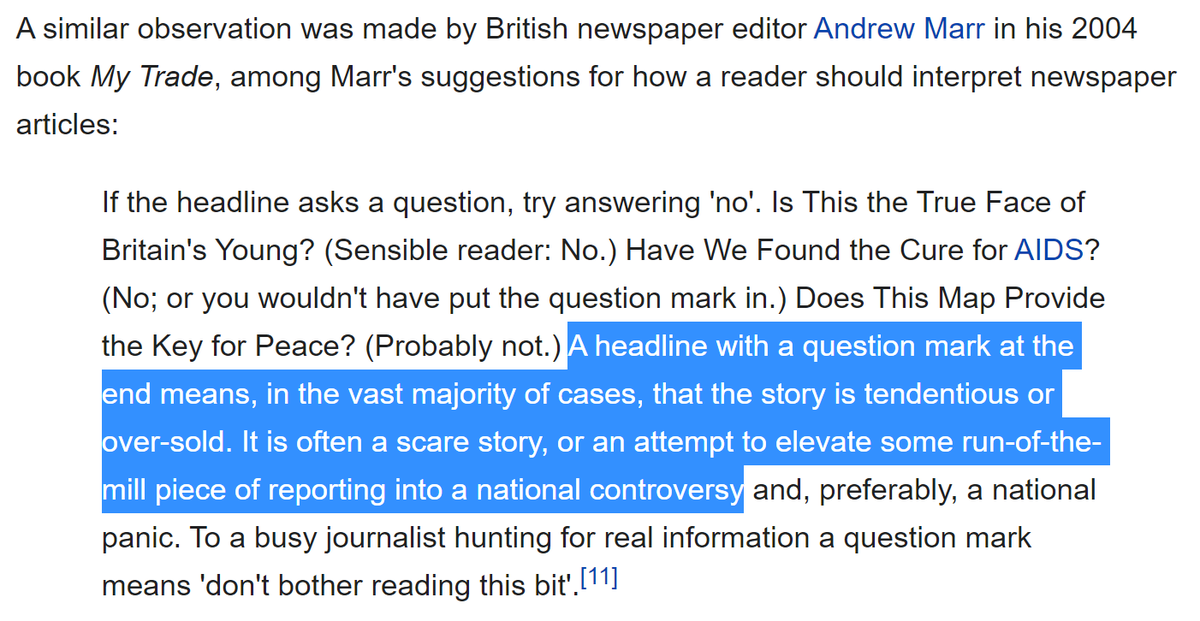 There is a nice snippet from  @AndrewMarr9 included on the "Betteridge's Law" wikipedia page, describing what people are sometimes trying to do when they use a "Yes/No" headline like the Independent's question.(Ie, attempt to elevate something run-of-the-mill into controversy)