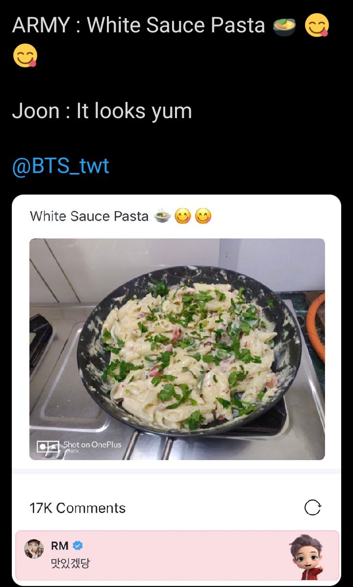 Update: Namjoon went to pluck some dhaniya after seeing desi army's dhaniya special "white souce pasta"