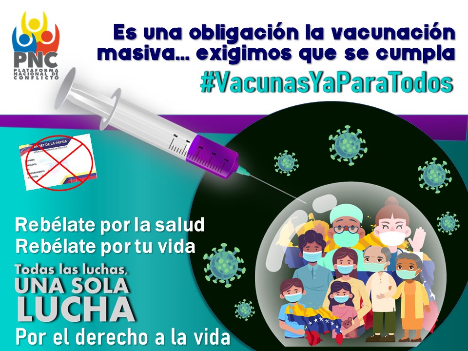 La discriminación en la vacunación es criminal, vacunar a tan bajo % de la población es un riesgo para Venezuela y para el mundo entero  #VacunasYaParaTodos