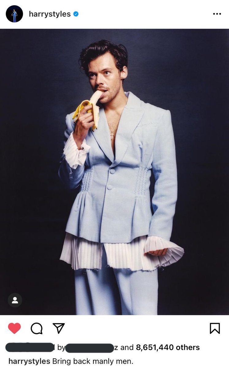 let's start with an iconic one.when conservatives came after him for wearing a dress, and trended "bring back manly men." he just posted a picture of himself eating a banana and using their own words as the caption. he's a legend.