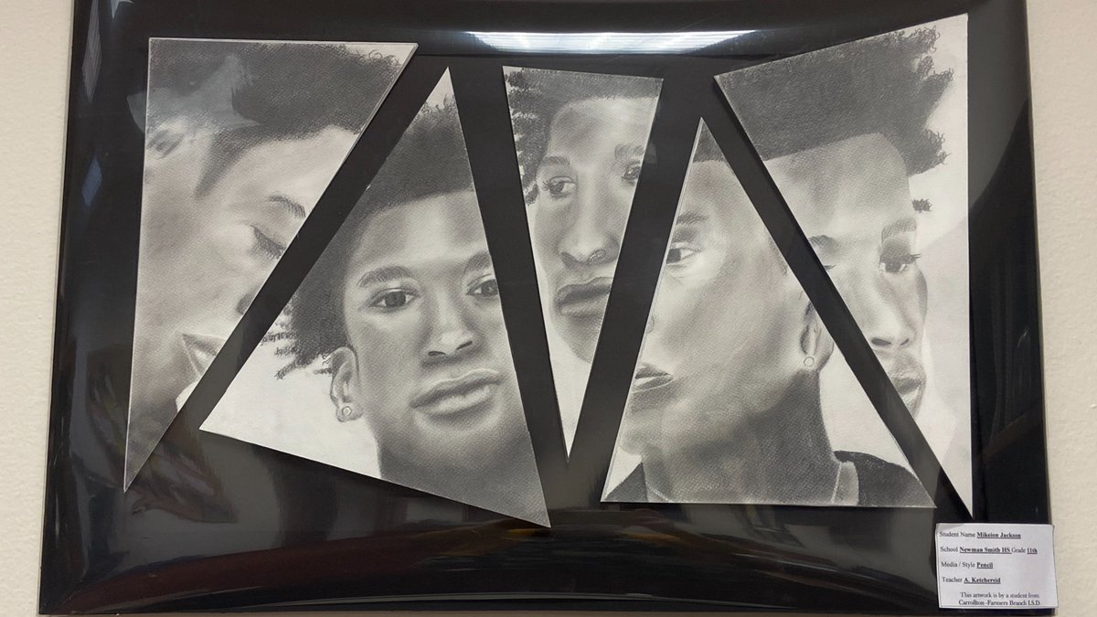 BeckleyforTX's tweet photo. Every #SpotlightSunday during #87R #txlege, we’ll be spotlighting one of our @CFBISD artists from my alma maters who have loaned their work to our office. This piece is by Mikelon Jackson of @NewmanSmithHS!

#supportarts #art #artclass #highschoolart https://t.co/lotuhagmaL
