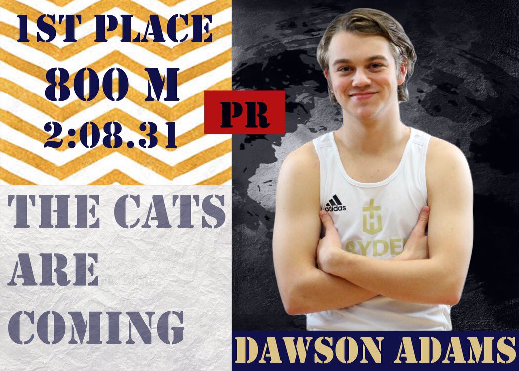 Distance highlights from Friday night‼️

<a href="/Dawson_uA/">Dawson Adams</a> - 1st 800, 5th 1600
<a href="/bdog21220/">Brandon Tinoco</a> - 6th 800, 2nd 4x8
Nick Padilla - 2nd 4x8
<a href="/RyanRochford6/">Ryan Rochford</a> - 2nd 4x8
<a href="/_ethanemmons_/">Ethan Emmons</a> - 2nd 4x8

#HaydenTF
#TheCatsAreComing
📸 <a href="/Lil_Stewie44/">Lilly Stewart</a>