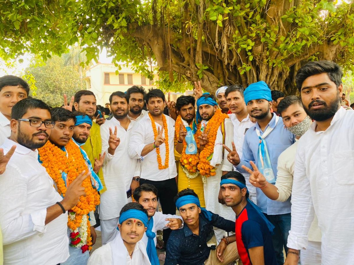 Adivasi_JK's tweet photo. In PM Modi's parliamentary constituency Varanasi after Kashi Vidyapeeth in Sampurnanand Sanskrit University @nsui Won spectacular victories over all positions and all 7 faculties.
@Neerajkundan ji salute to your work brother.
#KashiWithNSUI
#NSUISweepsVaranasiAgain https://t.co/QlVIvsF4Yg