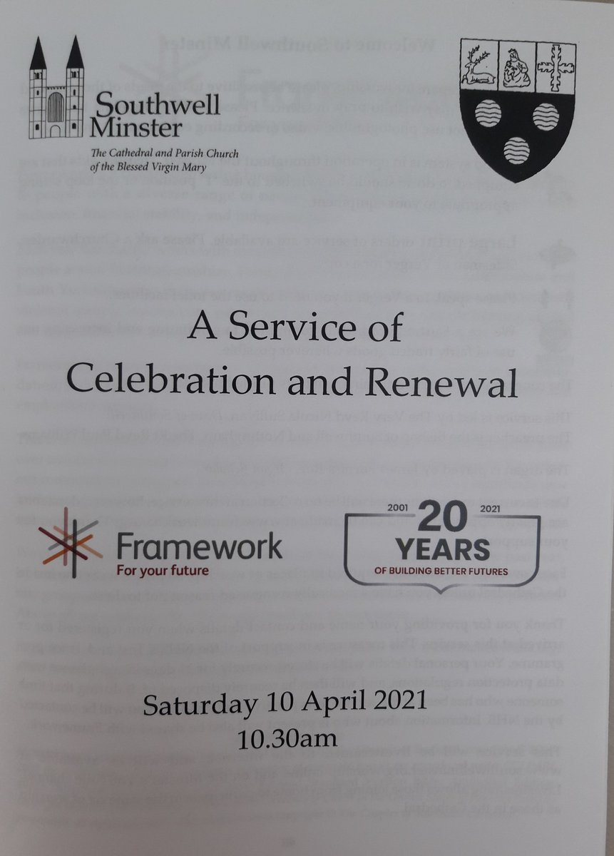 senior_chris's tweet photo. 2/3 Sat am: Church service @SouthwMinster celebrated our 20th anniversary &amp; Building Better Futures campaign w @nicola_sullivan, Patron @BishopPaulW, @Framework_HA Chief Exec Andrew Redfern, Patron Sir John Peace, Lord-Lieutenant of Notts. Thanks to all. https://t.co/nkIgJ02Ilm