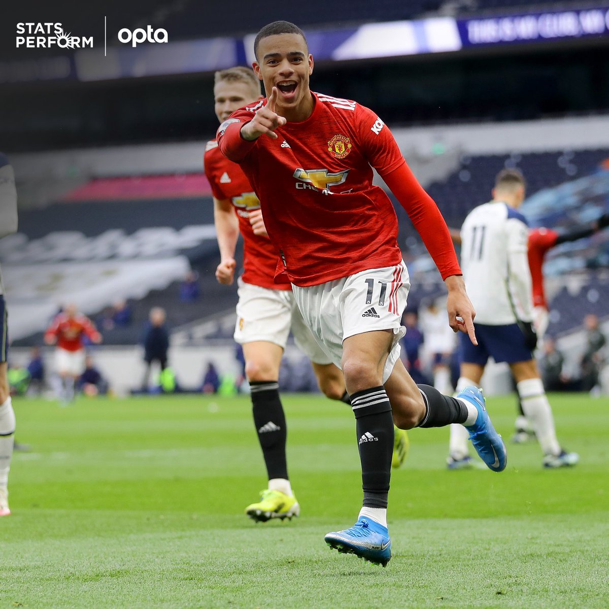 OptaJoe's tweet photo. 19y 192d - Mason Greenwood is the first teenager to score and assist as a substitute for Manchester United in a Premier League match since Cristiano Ronaldo in November 2003 (against Portsmouth). Catalyst. https://t.co/0F99dW6IJs