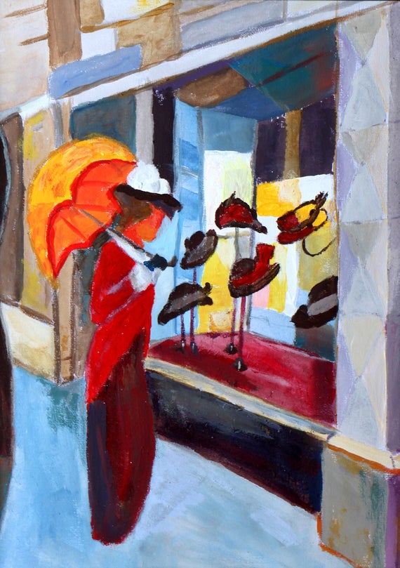 ruth_millington's tweet photo. As lockdown lifts, here are some luminous scenes of shoppers looking through windows + browsing beautiful stores by Expressionist painter August Macke (1887 – 1914) 💛 https://t.co/E8uYI0vh80