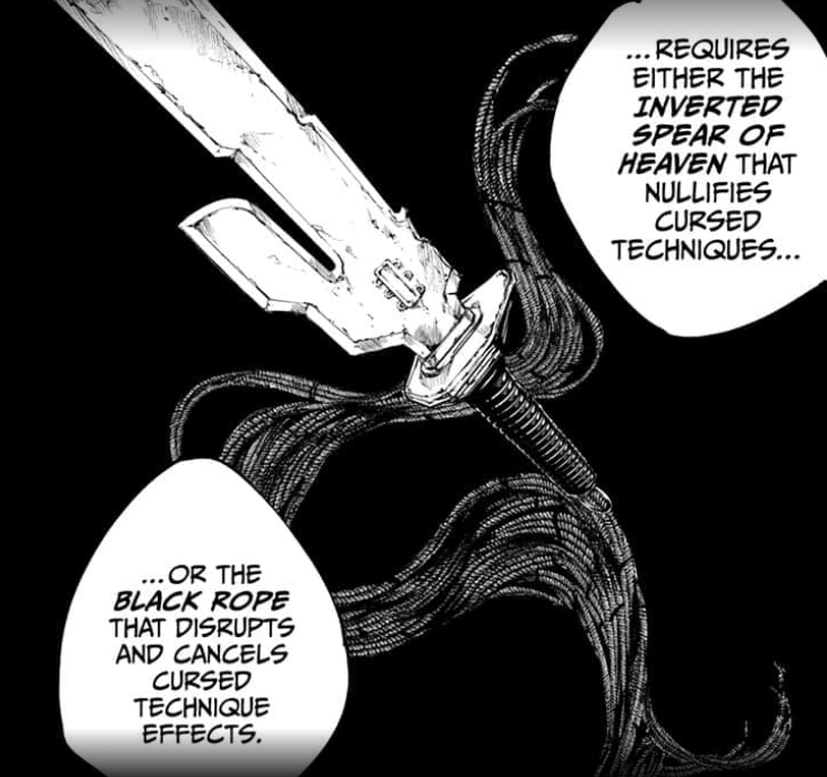 However, you can forcibly open the back door with the Inverted Spear of heaven or the black rope, but they were sealed/destroyed by Gojo. The only other option now is to talk with Hana Kurusu who has the ability to eliminate any cursed technique.