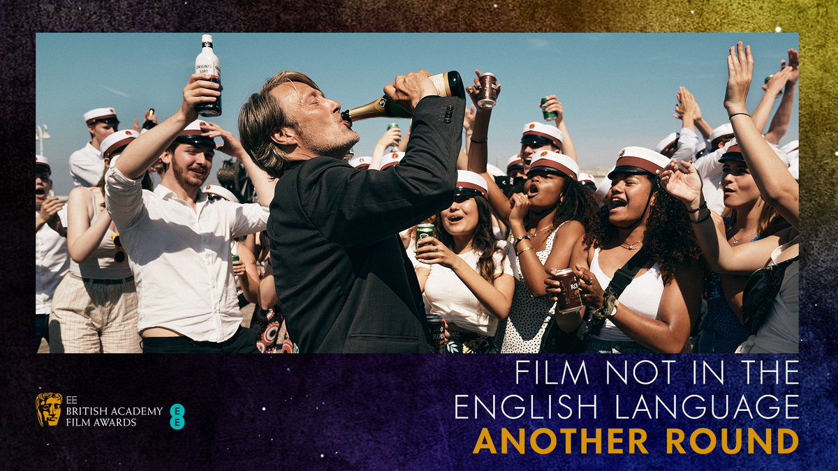 Winner of Film Not in the English Language is Another Round. We’ll drink to that! #EEBAFTAs