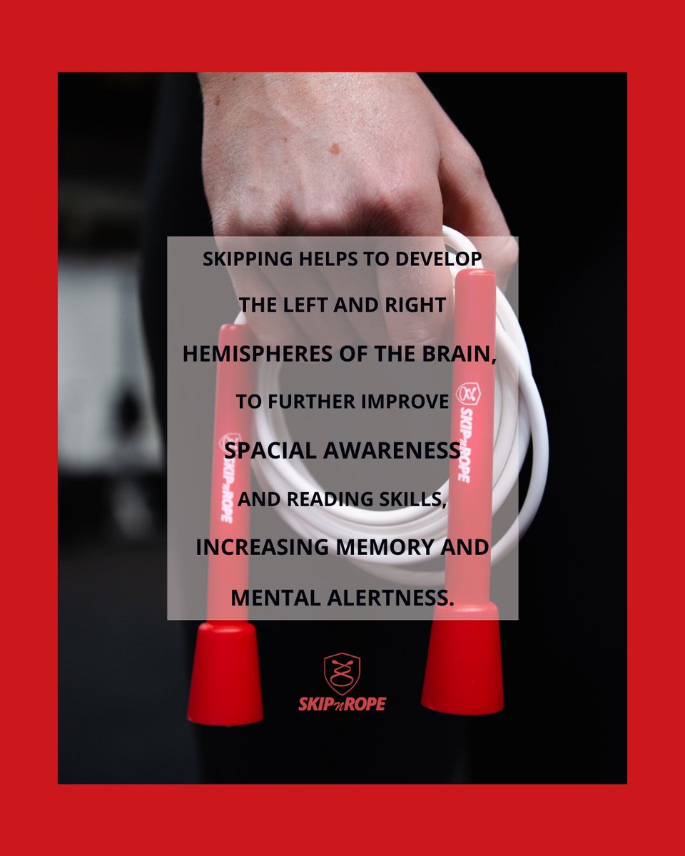 skipnrope's tweet photo. Skipping does more for you than just keep you fit!

Did you know that skipping helps to develop both sides of your brain leading to increased mental alertness &amp; improved memory!

So you can break a mental sweat during your workout too! 

https://t.co/eJdd7vUR2d

#skipping #skip https://t.co/dYrWEgo2dp
