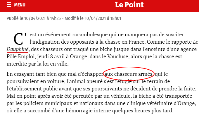 . @LePoint précise que les chasseurs sont armés !Voici de quoi pimenter allègrement notre récit et le rendre encore plus "Orson Wells" compatible.On fait le compte ?9/23