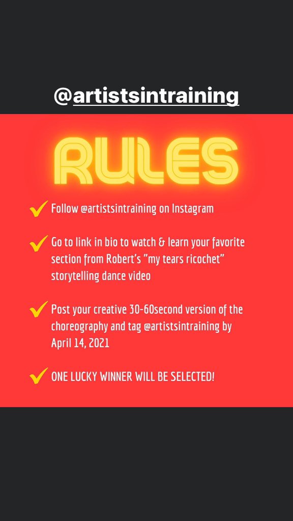 Dance challenge competition. The winner will receive $500 cash
Head over to @artistsintraining on <a href="/instagram/">Instagram</a> for full details .
 #dancers #dancechallenge #competition #WINNER #Competition #prize #cash #dance