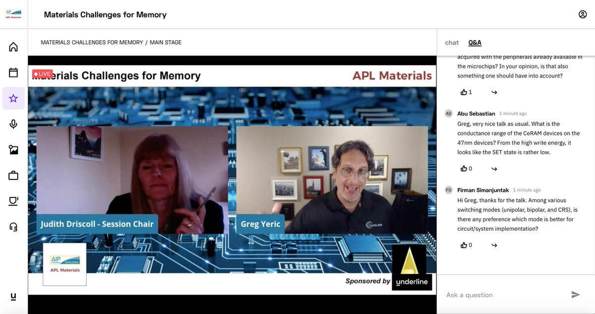 underlineio's tweet image. Greg Yeric (Cerfe Labs) delivering a keynote presentation on our Main Stage at @AIP_Publishing Horizons #MaterialChallengesforMemory, “Materials to memory: why and how.” 

#memorydevices #underlinescience #openscience
