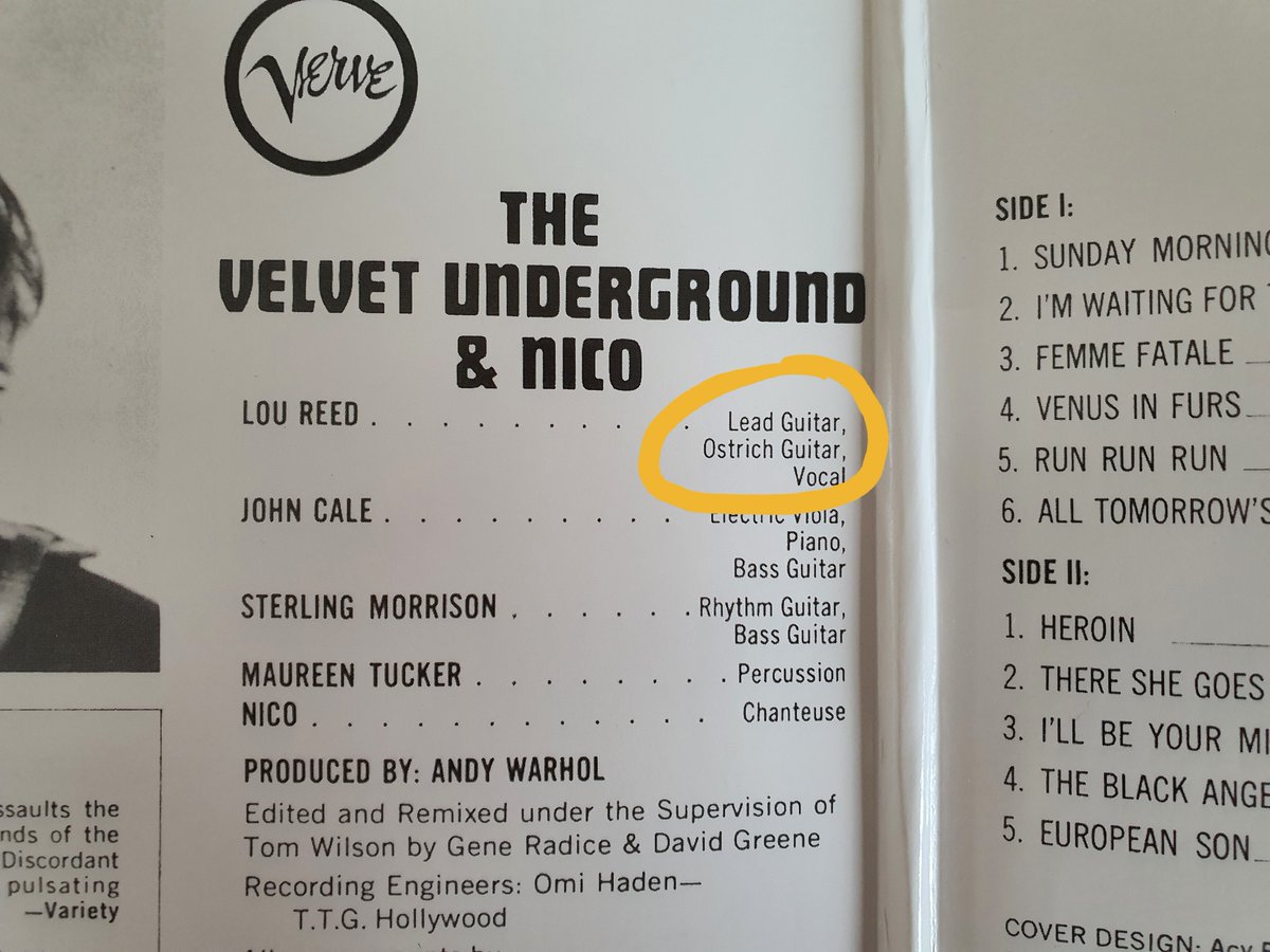 6) The music is no easy listening by any means: ostentative, dissonant guitars (often all strings tuned to the same note, so-called "ostrich guitar"), galloping or dragging drums, and the screeching and screaming viola of J. Cale are around Reed's nonchalant yet agitated vocals.