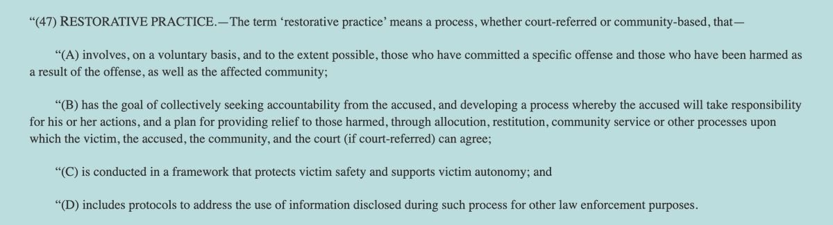 I don't know much about this tbh. But here's the section in the House bill on this provision. It's a rehab option that people can consider on a *voluntary* basis, and if it is possible, that involves an abuser, the victim, the community and a court. (8/)