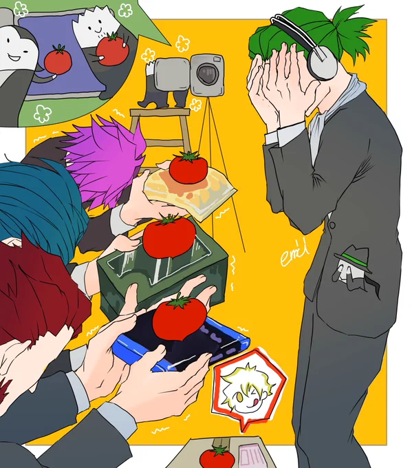 # 元にした作品とそのオマージュを貼る

何かあったかなぁと思ったら一枚ありましたわ去年の先生の誕生日!元にした作品はお顔出てるから貼るの申し訳ないので『男子校のバレンタイン』で検索してみてね?3、4枚目はおまけ 