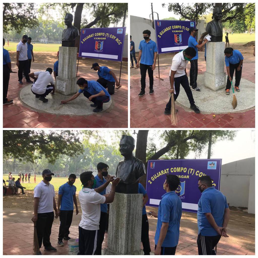Rohan76189318's tweet photo. Cadets of 2 Gujarat Compo Tech Coy, V.V. Nagar cleaned the statue of Lal Bahadur Shastri at Shastri Maidan, a place named after him. The statue represents the man who promoted the White Revolution to increase the supply of milk.
#NCCforStatues
#NatinalCadetCorps
#2CTC @HQ_DG_NCC https://t.co/2vCQMVymvy