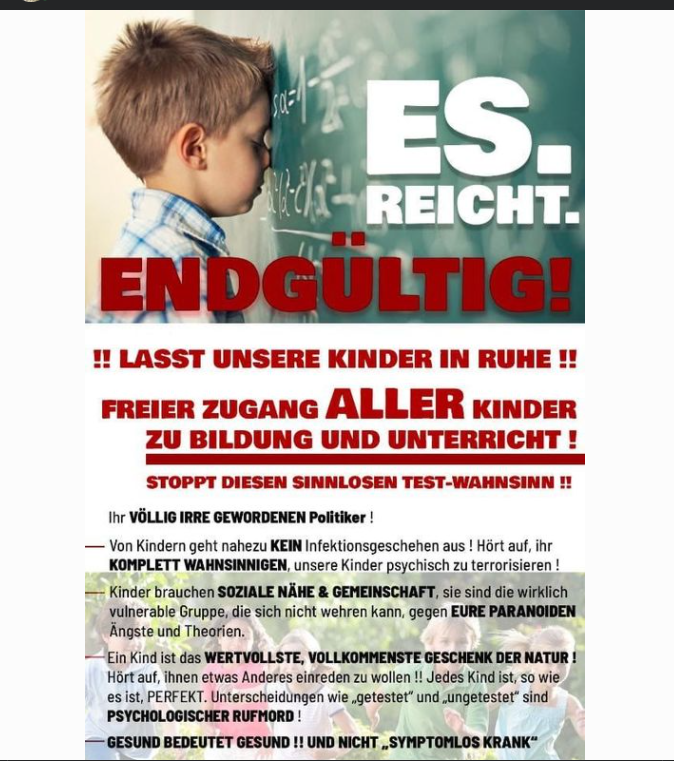 ItsHeli0s's tweet photo. "Von Kindern geht keine Gefahr aus" 

Joa, sagt das meiner Mum die jetzt wegen einem positiven 2 jährigen aus der Krippe 2 Wochen (trotz Negativtest) zuhause bleiben muss :) Aber klar, MACHT DOCH ALLES AUF! SCHEISS DRAUF OB LEUTE DRAN VERRECKEN WIE DIE TIERE! https://t.co/x4ZSB97nWB