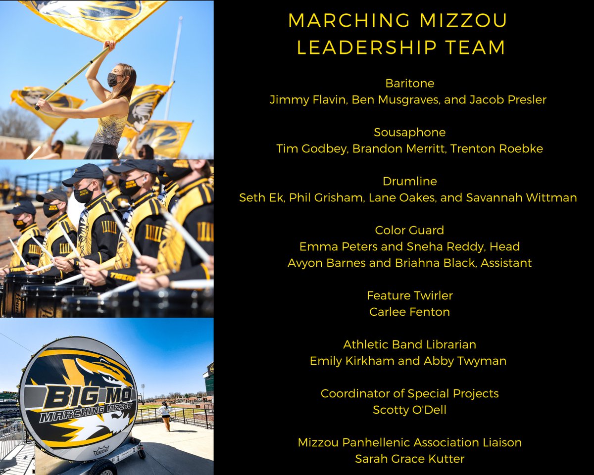 MarchingMizzou's tweet photo. Marching Mizzou #Band136 Leadership Team! Congratulations to all! https://t.co/AtUGL9dgqt