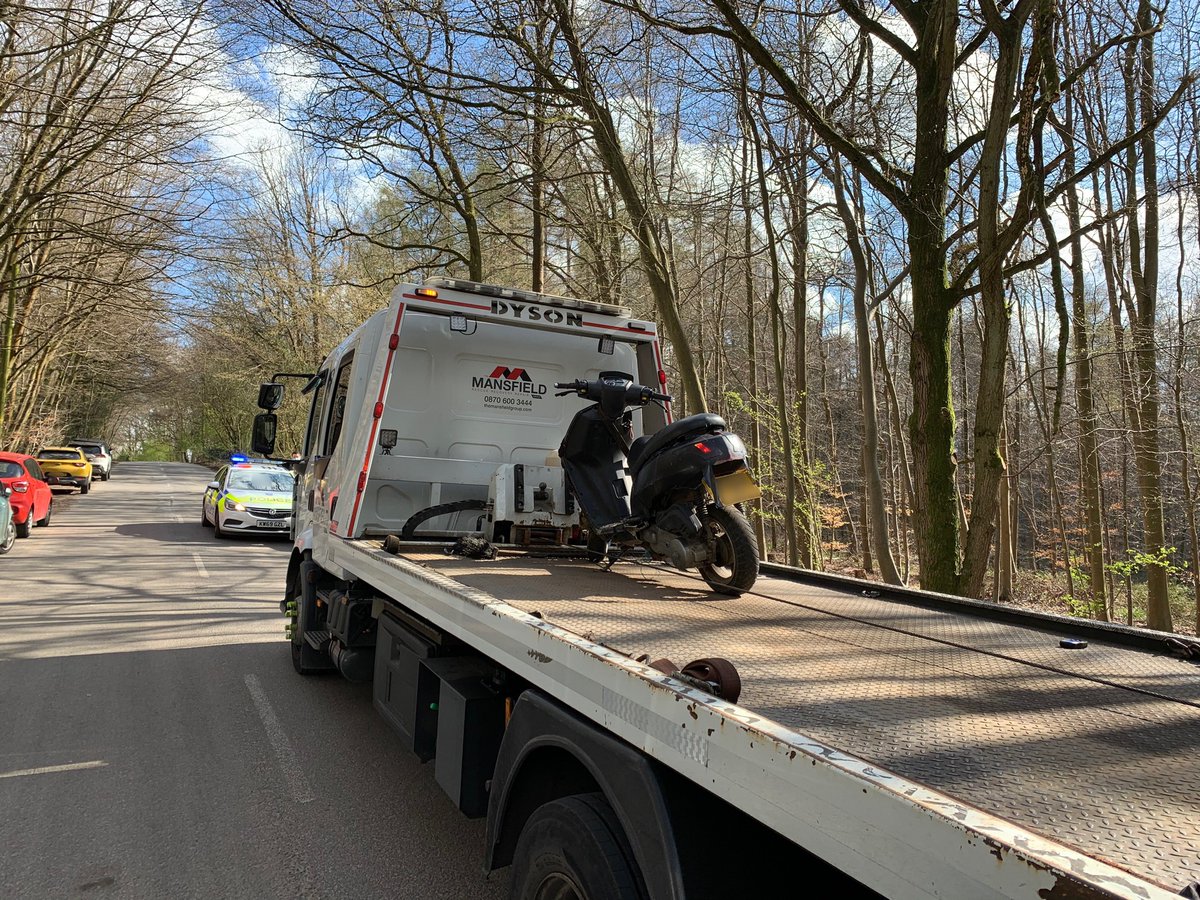 TVP_ChiltSBucks's tweet photo. Changing the letters on a number plate won’t fool us... One uninsured moped off the road after the rider dumped it &amp; ran from us in #Penn 🚔

Rider &amp; passenger were both detained, searched &amp; deprived of their cannabis. Investigation underway 🕵🏼‍♀️ 

@HantsTVPolDogs #P7844 https://t.co/KPotPO2GkB