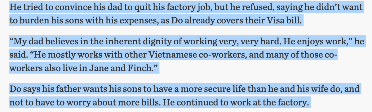 14/ My dad insisted on working in the factory still despite me begging him not to. I'm in a position where I can financially support my family and in fact I already do. He's already thinking about how to go back to work. This is a common story, captured here: