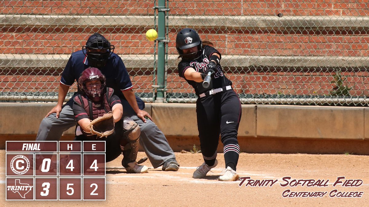 FINAL: <a href="/TUSBTigers/">Trinity Softball</a> takes the <a href="/SCAC_Sports/">SCAC</a> series with a 3-0 victory! #TigerPride 

Brooke Porter notched two RBI on a bases-clearing knock in the 4th to aid Allie Holbrook in her CG shutout bid!