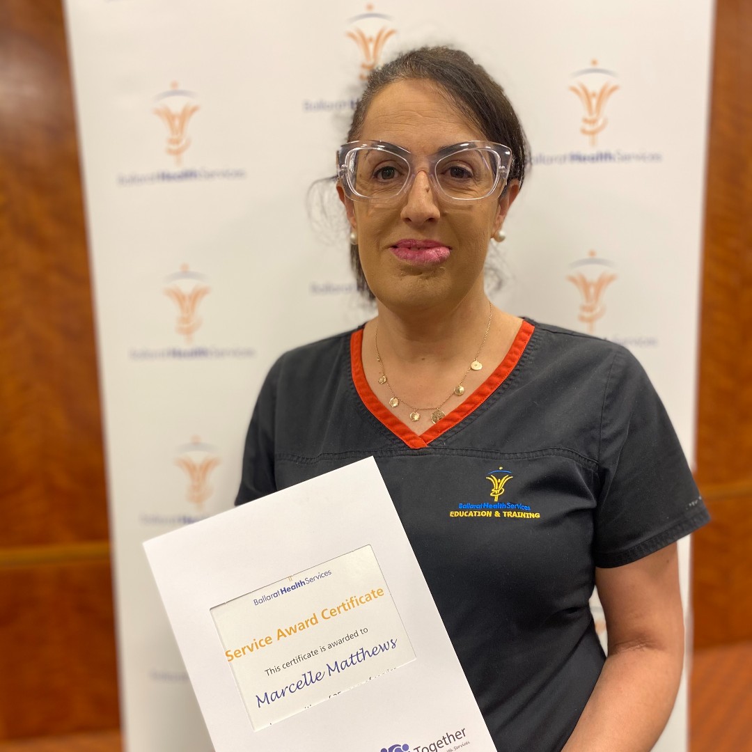 GrampiansHealth's tweet photo. Congratulations Marcelle on 25 years of services!
As a clinical teacher, Marcelle supports undergraduate students on placement, and enjoys watching their growth. “It’s great when students end up becoming your colleagues, and you get to see them excelling” #OurBHS #Ballarat https://t.co/qncthB0ZGl