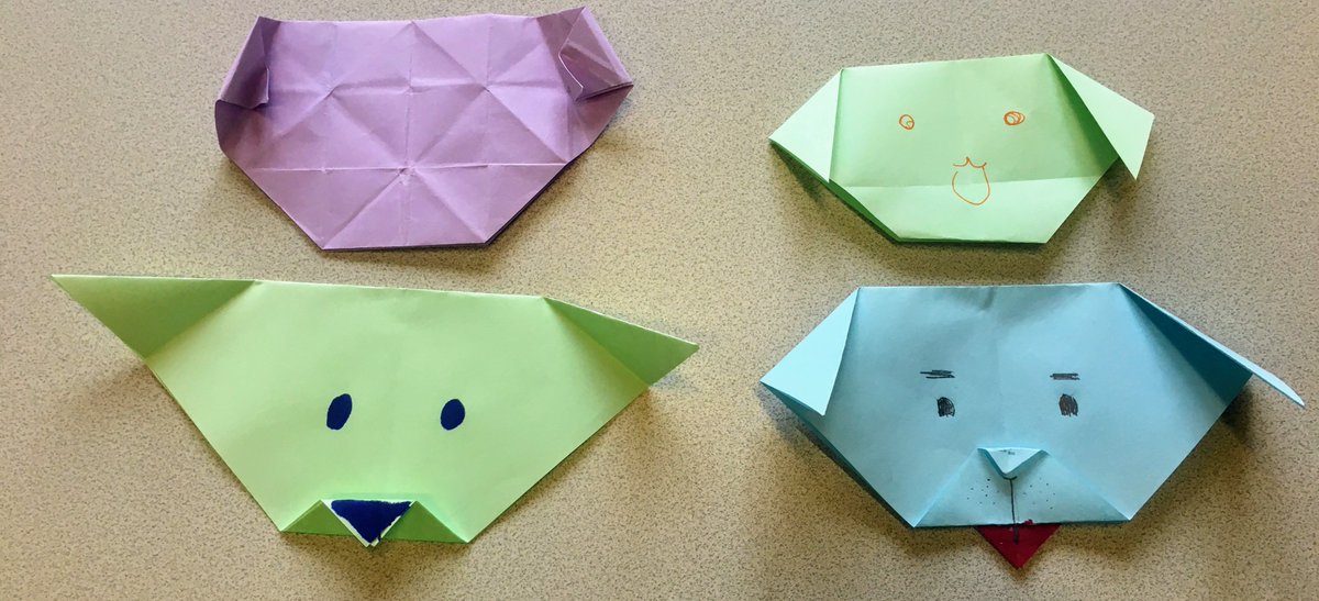 Some fun faces to welcome me back from Spring Break! #origami has been a great way to engage our #ELL and #emergentbilingual students as they create and teach new patterns to their classmates (and teachers). #pulaoproud
