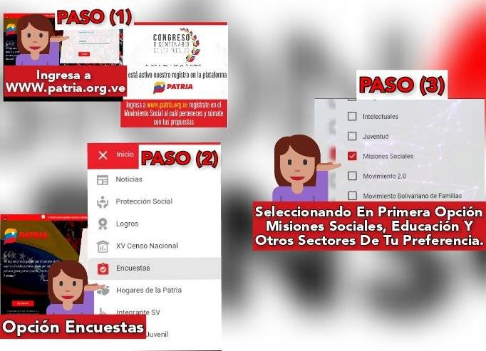 congresoMisione's tweet photo. 📢 ¡ATENCIÓN CAMARADAS!🗣

Paso1️⃣ 
ingresa👉🏻https://t.co/sQbQ3FIV0w

Paso 2️⃣
Pulsa "Misiones Sociales" como tu principal opción.

Paso 3️⃣
Tienes un máximo de 4 opciones, recordando la principal👀👆🏻

#MisionesSociales👊🏼🇻🇪
#CongresoBicentenarioDeLosPueblos
#11Abril https://t.co/dcIWbmyWEX