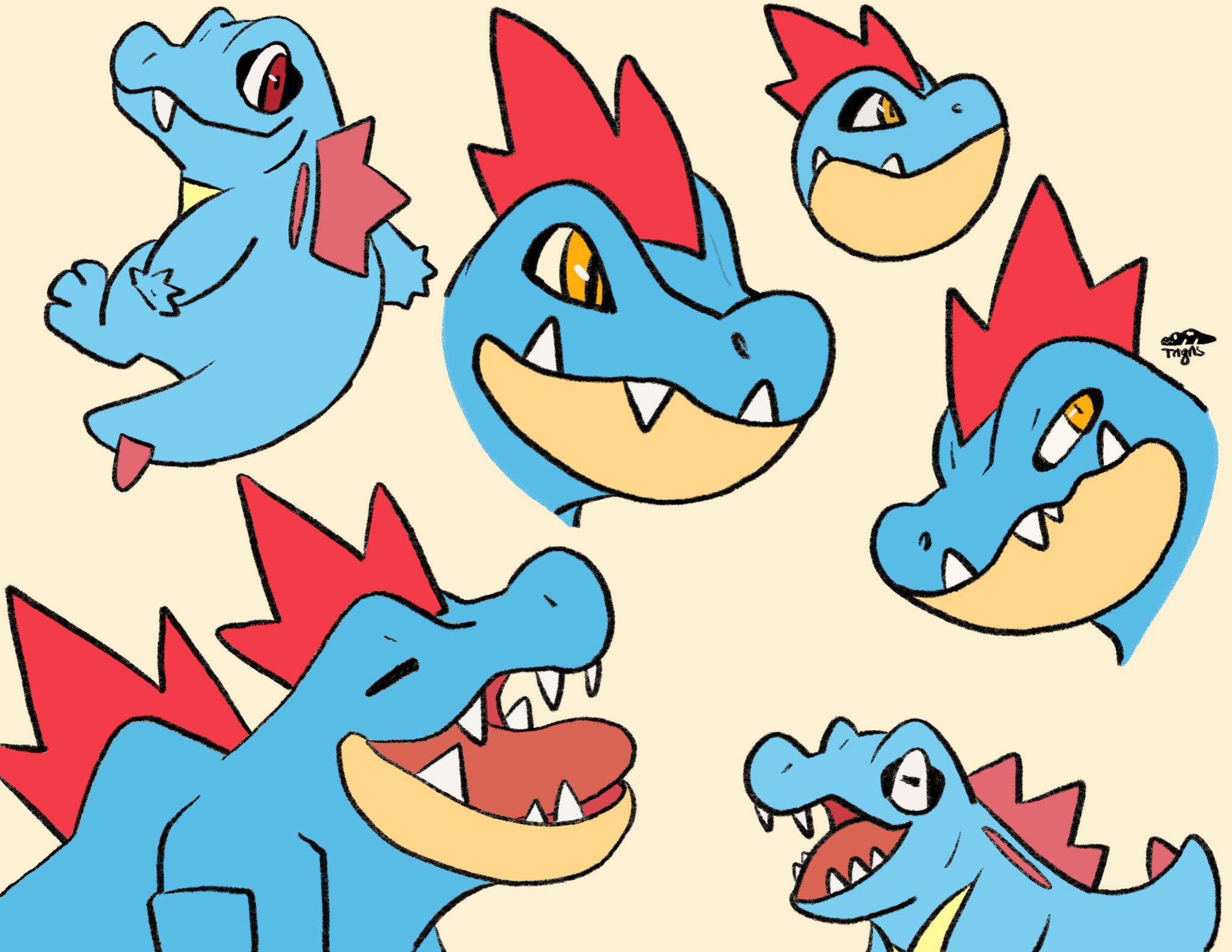 Trigris Been Playing Lots Of Games Recently Some Totodile Line Doodles To Warm Up T Co O5d5lony6x Twitter