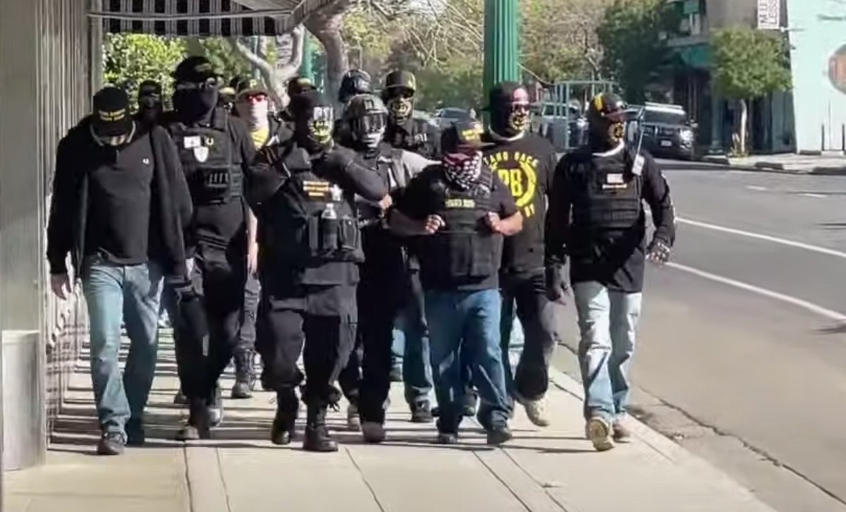 Proud Boys from across California descended on Fresno today in response to the firing of Fresno PD officer and former Proud Boy Rick Fitzgerald. IDs coming.