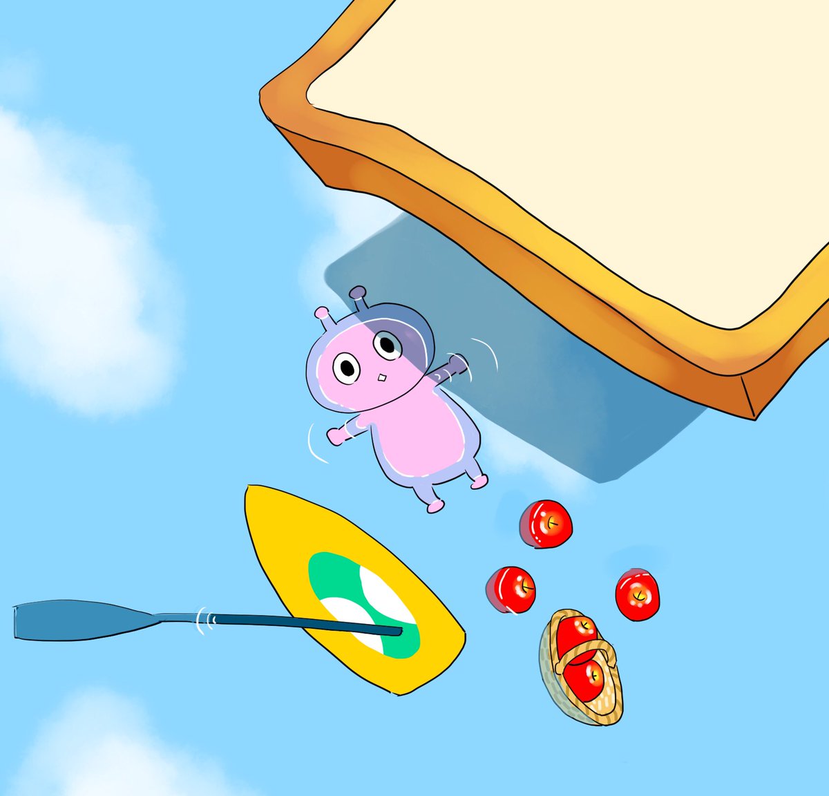 炭素 魔法のじゅうたんに憧れている食パンが操縦を誤って宇宙人をぽい ん しちゃって お詫びフライトの旅へ いつかアラジン ジャスミン姫をお迎えする日を信じてa Whole New World イラスト ゆるいイラスト イラスト好きな人と繋がりたい 絵描き