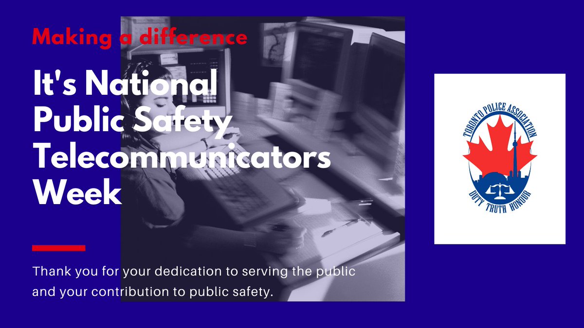 Join us in honouring our incredible unsung heroes @TorontoPolice Communications Services. We are proud to represent them & are fortunate to have some of the best dispatchers & communicators in the world. Thanks for all you do #nationalpublicsafetytelecommunicatorsweek #NPSTW2021
