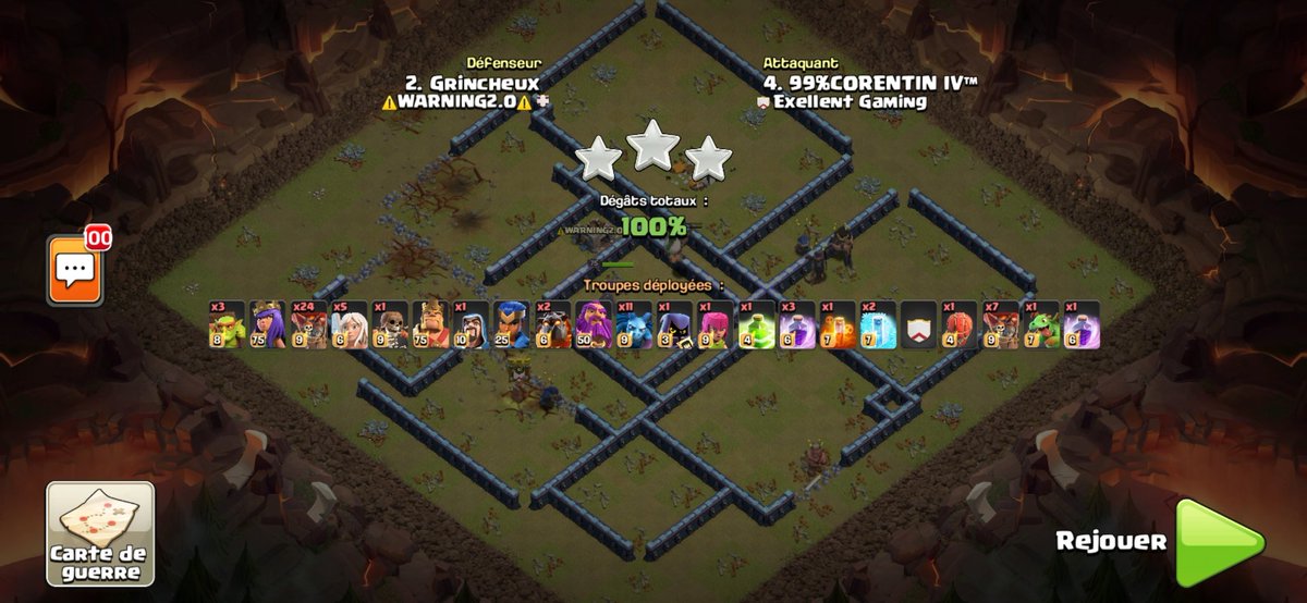 Finale <a href="/ESLFrance/">ESL France</a> victoire et petit perf pour terminer en beauté avec hdv 13 et félicitations à mes coéquipiers <a href="/Cla_ude/">Claude Spengler</a> <a href="/KiingMo2/">♛ ᴹᵃîᵗʳᵉ Mσ™</a> <a href="/wilaudi/">Wilaudi</a> @pahuc 🥳 et au manager @BlnMaxence