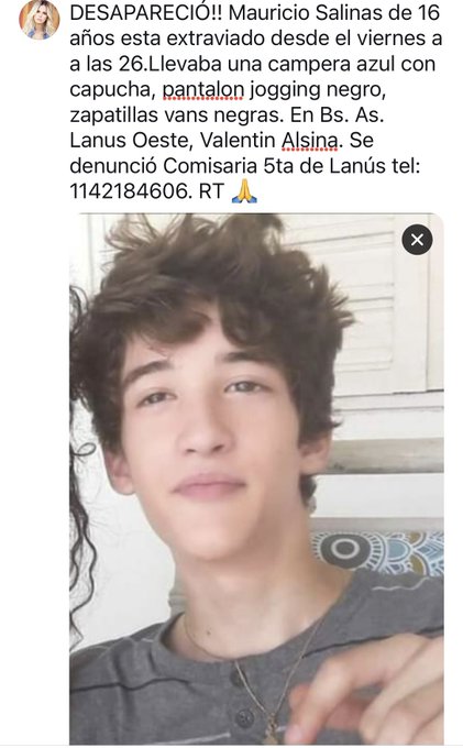 Por favor! AYUDA para encontrar a Mauricio! Está desaparecido desde el viernes en Lanús Oeste, su mamá