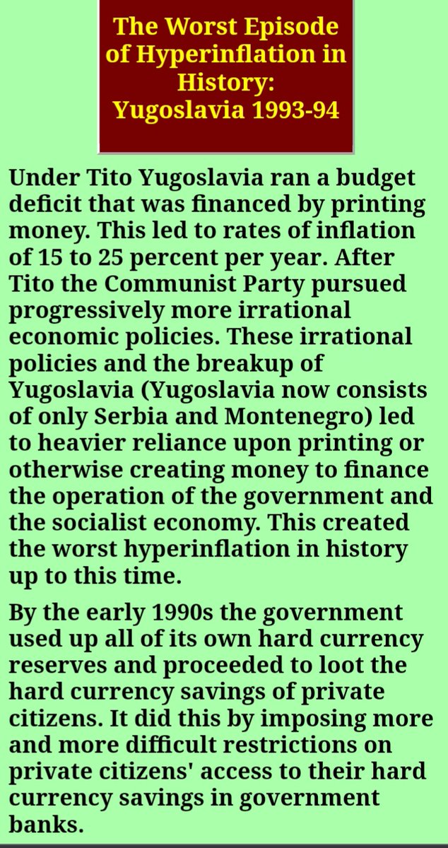 A short thread using the story of Yugoslavia to explain the suicide economics that is printing huge amounts of unbacked money to fund government budgets.